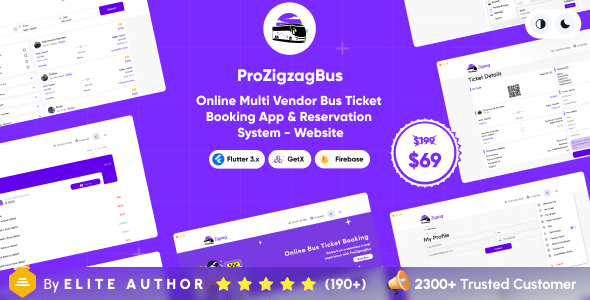 ProZigzagBus: Online Multi Vendor Bus Ticket Booking App &amp; Reservation System  Flutter Website