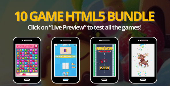 10 Game Bundle  Mega offer  HTML5 Game (all source files included)