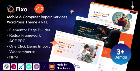Fixo  Mobile &amp; Computer Repair Services Elementor WordPress Theme