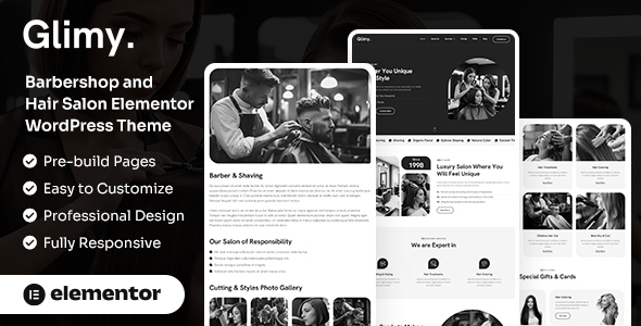Glimy  Barbershop and Hair Salon WordPress Theme