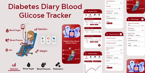 Diabetes Diary  Blood Glucose  Blood Sugar Diary Tracker  Blood Glucose Tracker  Diabetes Track