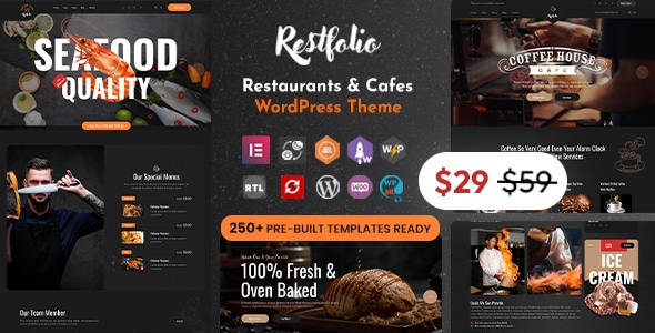 Restfolio  Elementor Restaurants &amp; Cafes WordPress Theme