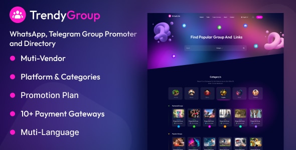 TrendyGroup  Whatsapp, Telegram Group Promoter and Directory