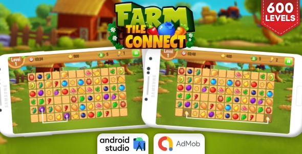 Farm Tile Connect  Matching Game Android Studio Project with AdMob Ads + Ready to Publish