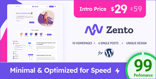 Zento  Modern &amp; Lightweight Blog for WordPress
