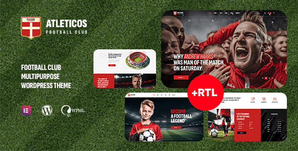 Atleticos  Soccer &amp; Football Sports Club WordPress Theme + RTL