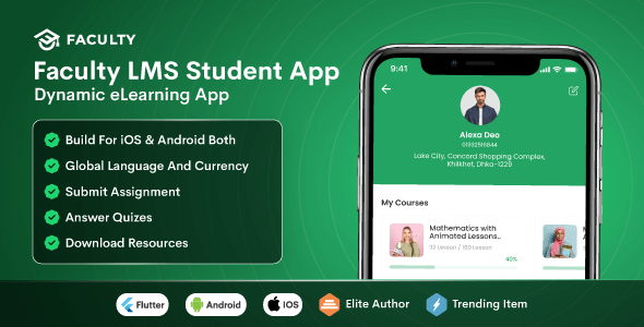 Faculty LMS Mobile App  eLearning Management System Flutter App