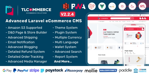 TLCommerce | Laravel &amp; VueJS Powered Ecommerce CMS with PWA