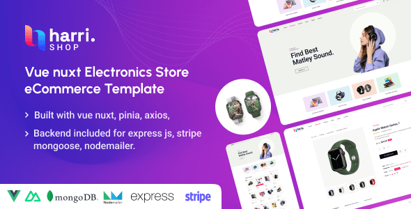 Harri  Electronics eCommerce Vue Nuxt 3 Template