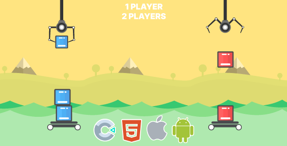 Box Tower. 2 Player Mode. Construct 3 (c3p)