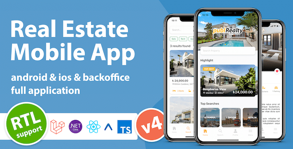 Real Estate Mobile App with Admin Panel | React Native &amp; PHP Laravel 10.0