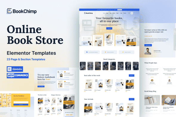 BookChimp  Online Book Store Website Elementor Template Kit