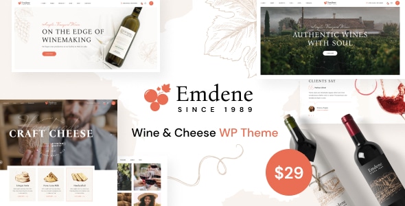 Emdene  Wine &amp; Cheese WordPress Theme