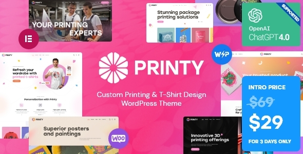 Printy  Custom Printing &amp; T-Shirt Design WordPress Theme
