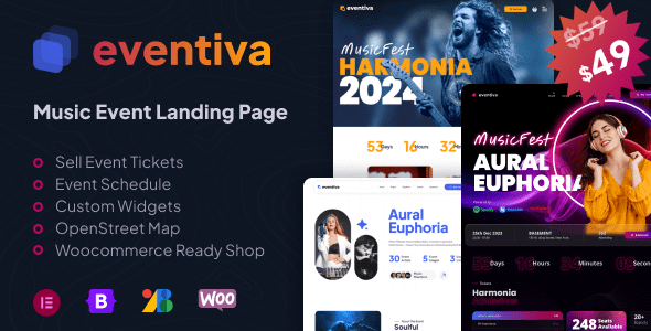Eventiva  Music &amp; Bands Events Landing Page WordPress Theme