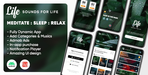 Life: Sleep Sounds  Meditation Sounds  Relax Music App  (Android/Laravel)