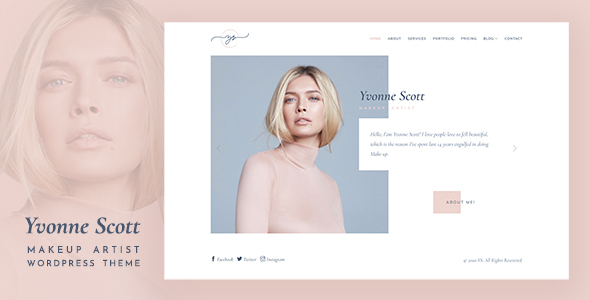 Yvonne  Makeup Artist WordPress Theme