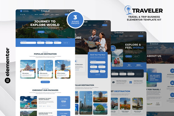 Traveler  Travel &amp; Trip Business Elementor Template Kit