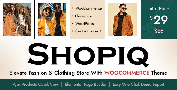 Shopiq  Fashion Shop Ecommerce Elementor Theme