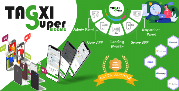 Tagxi Super Bidding  Taxi + Goods Delivery Complete Solution With Bidding Option