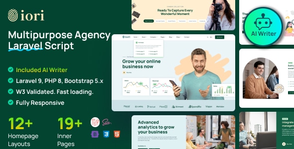 Iori  Business Website for Company, Agency, Startup with AI writer tool &amp; shopping cart