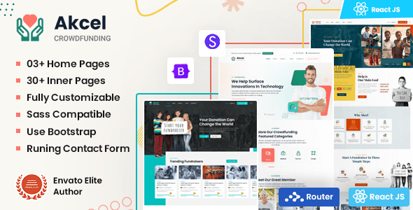 Akcel  React Crowdfunding &amp; Charity Template