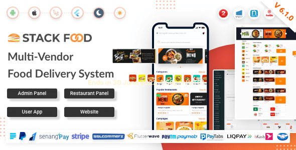 StackFood Multi Restaurant  Food Delivery App with Laravel Admin and Restaurant Panel