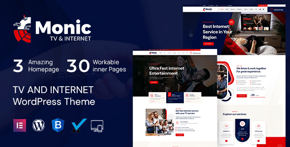 Monic  TV &amp; Internet WordPress Theme &amp; RTL Ready
