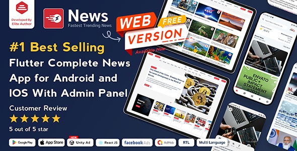 News  Flutter News App for Android &amp; iOS with Admin Panel