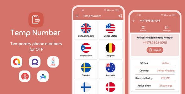 Temp Number  Temporary Phone Numbers App with AdMob Ads