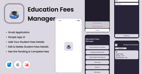 Education Fees Manager  iOS App  Student Fee Recorder  Fee Management