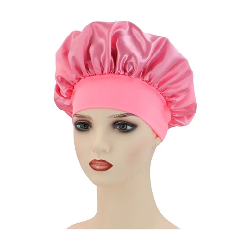 [200004467] Xparata™ Newly Satin Night Hair Cap Women's Solid Sleeping Hat Sleep Care Bonnet Nightcap For Women Unisex Cap (Pink)