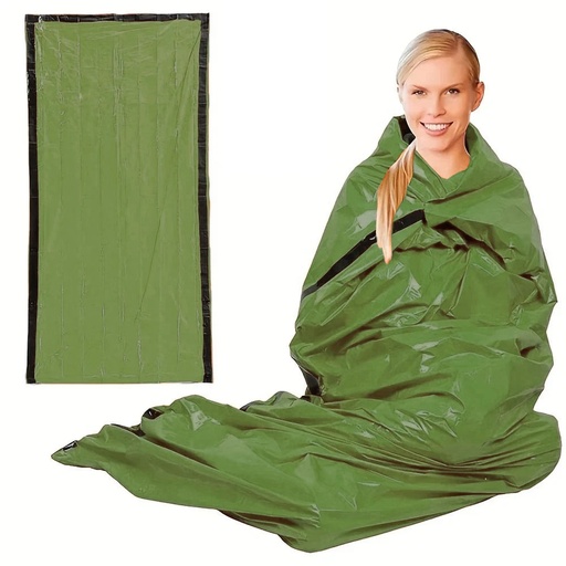 [200004493] Xparata™ Portable Waterproof Emergency Survival Sleeping Bag Outdoor Edc Camping Gear Thermal Sack First Aid Rescue Kit Mylar Blanket (army green)