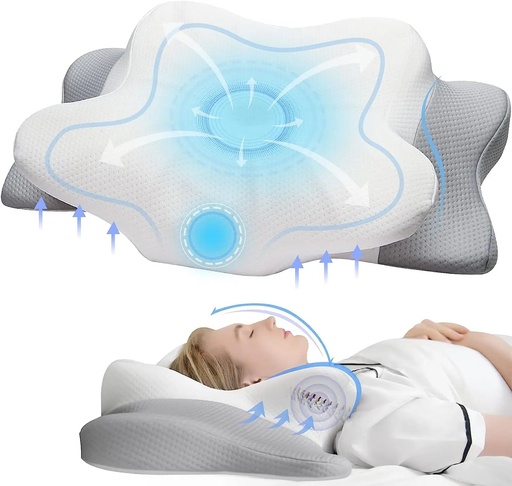 [200004496] Xparata™ Pulatree Odorless Orthopedic Pillow For Neck And Shoulder Pain Memory Foam Neck Pillow Ergonomic Sleeping Cervical Pillow (60x40x12cm / white)