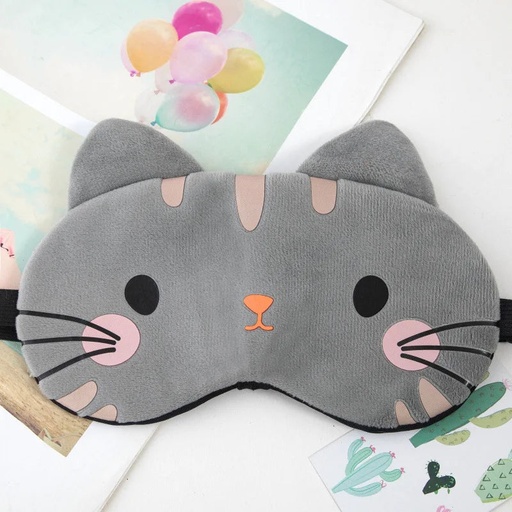 [200004536] Xparata™ Sleeping Mask Sleeping Blindfold Soft Plush Eye Masks Cute Cat Eye Cover Plush Mask Eyepatch Nap Health Eye Cover (Gray Cat)