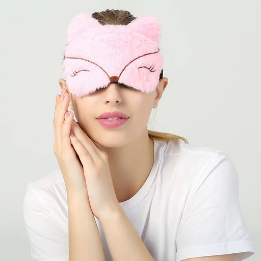 [200004540] Xparata™ Sleeping Mask Sleeping Blindfold Soft Plush Eye Masks Cute Cat Eye Cover Plush Mask Eyepatch Nap Health Eye Cover (Pink Fox)