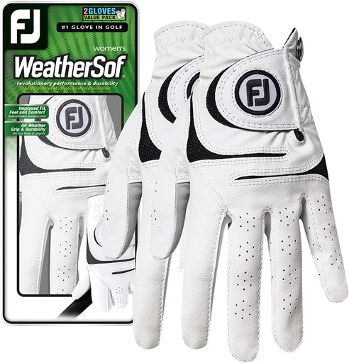 [55a39c0e-f9d4-4ca0-b6b9-1de2f5ae84a3] Women'S Weathersof 2-Pack Prior Generation Golf Glove (White / Left / Medium)