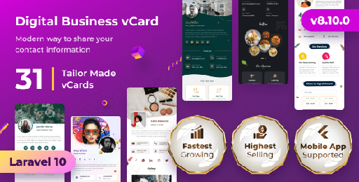 vCard SaaS  Business Card Builder SaaS  Laravel VCard Saas  NFC Card  With Mobile App