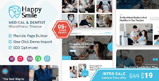 Happysmile  Medical and Dentist WordPress Theme