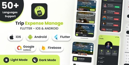 TripMode | Trip Expense Manage  Flutter Android &amp; iOS Full App + Light + Dark Mode (50+ Languages)