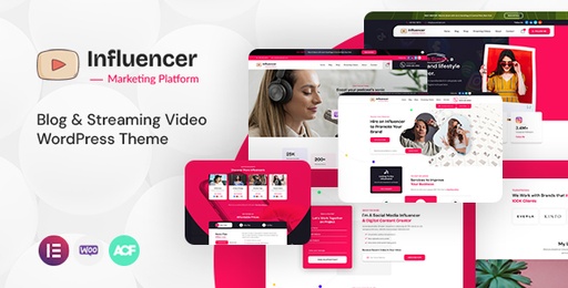 Influencer  Personal Blog &amp; Streaming Video WordPress Theme