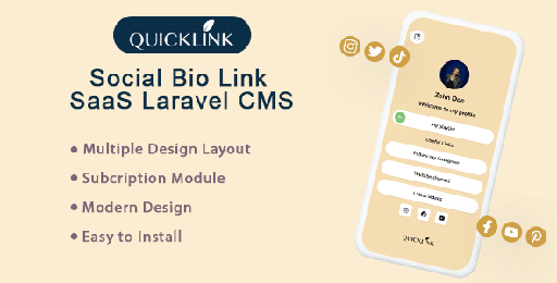 QuickBioLink  Social Bio Link SaaS Laravel CMS