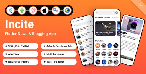 Incite - Short News App &amp; Web, Blog App with Laravel Admin Panel for Android & iOS