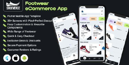 ShoeVerce  eCommerce App for Footwear Store  Flutter Mobile App Template | Android &amp; iOS