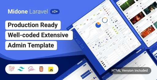 Midone  Laravel 8 Admin Dashboard Template + HTML Version + XD Design File