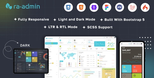 Ra-admin Boostrap, PHP, Laravel, codeigniter &amp; Figma Admin Dashboard Template