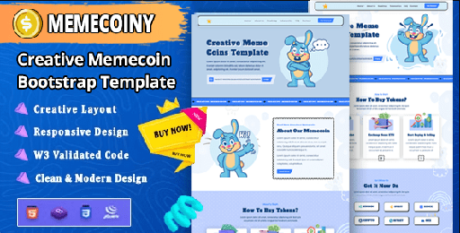 Memecoiny  Memecoin ICO and Crypto Bootstrap Landingpage Template