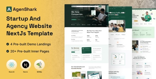 Agenshark  Startup Agency NextJs Template