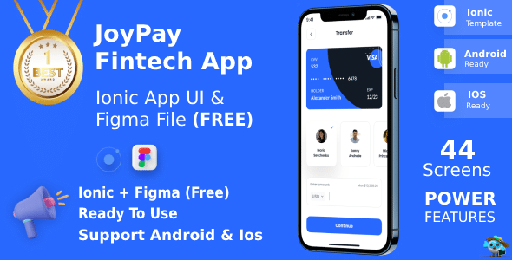 JoyPay ANDROID + IOS + FIGMA | UI Kit | Ionic | Fintech  Finance &amp; Banking App UI Kit