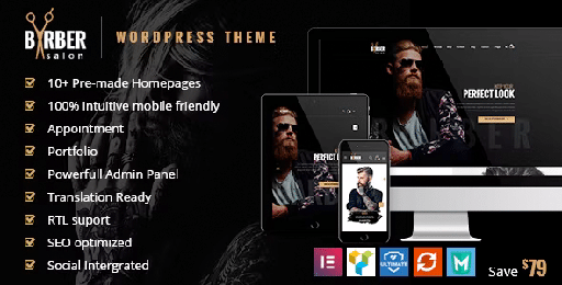 Barber  Hair, Tattoo &amp; Beauty Salons WordPress Theme